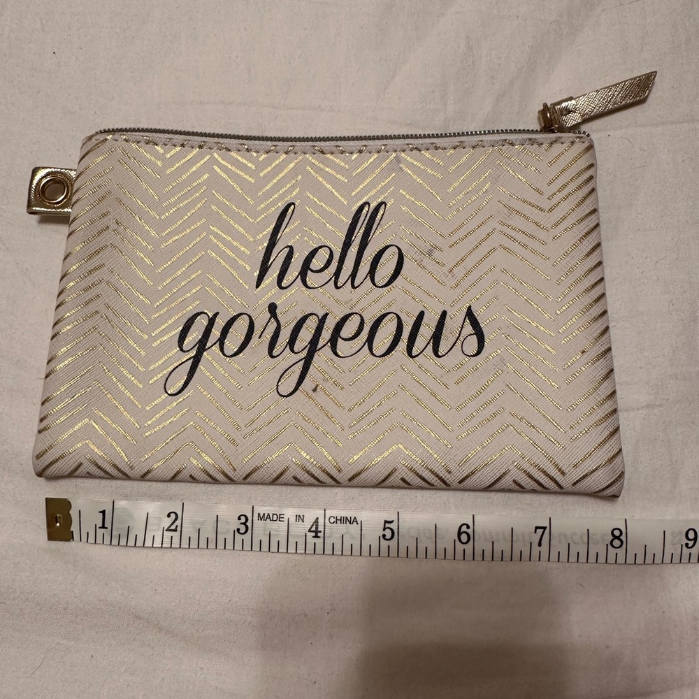 Dabney Lee Gold and White Cosmetic Bag